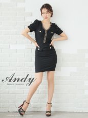 画像12: [ XS-Mサイズ / 4カラー ][Andy/an][an]ワンカラー・チェーン・バックリボン・袖あり・半袖・タイト・ミニドレス・キャバドレス《送料＆代引き手数料無料》 (12)