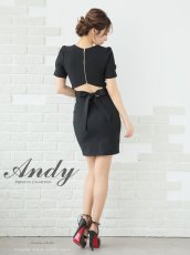 画像15: [ XS-Mサイズ / 4カラー ][Andy/an][an]ワンカラー・チェーン・バックリボン・袖あり・半袖・タイト・ミニドレス・キャバドレス《送料＆代引き手数料無料》 (15)