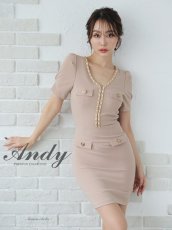 画像8: [ XS-Mサイズ / 4カラー ][Andy/an][an]ワンカラー・チェーン・バックリボン・袖あり・半袖・タイト・ミニドレス・キャバドレス《送料＆代引き手数料無料》 (8)