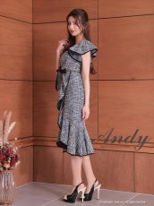 画像11: [SALE品のため返品不可＆再入荷なしの現品限り][Andy/an][Andy]チェーンベルト フリル 半袖 フロントジップ アシンメトリー 膝丈 ミディアムドレス ワンピース《送料＆代引き手数料無料》 (11)