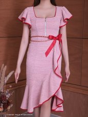 画像13: [SALE品のため返品不可＆再入荷なしの現品限り][Andy/an][Andy]チェーンベルト フリル 半袖 フロントジップ アシンメトリー 膝丈 ミディアムドレス ワンピース《送料＆代引き手数料無料》 (13)