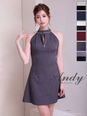 画像1: [Andy/an][Andy]ホルターネック ・フロントジップ・ハイネック・ビジュー・リボン・フレア・ミニドレス・キャバドレス《送料＆代引き手数料無料》 (1)
