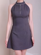 画像11: [Andy/an][Andy]ホルターネック ・フロントジップ・ハイネック・ビジュー・リボン・フレア・ミニドレス・キャバドレス《送料＆代引き手数料無料》 (11)