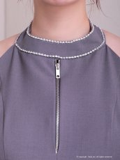 画像12: [Andy/an][Andy]ホルターネック ・フロントジップ・ハイネック・ビジュー・リボン・フレア・ミニドレス・キャバドレス《送料＆代引き手数料無料》 (12)