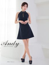 画像3: [Andy/an][Andy]ホルターネック ・フロントジップ・ハイネック・ビジュー・リボン・フレア・ミニドレス・キャバドレス《送料＆代引き手数料無料》 (3)