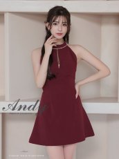 画像6: [Andy/an][Andy]ホルターネック ・フロントジップ・ハイネック・ビジュー・リボン・フレア・ミニドレス・キャバドレス《送料＆代引き手数料無料》 (6)