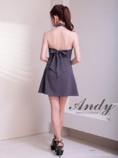 画像9: [Andy/an][Andy]ホルターネック ・フロントジップ・ハイネック・ビジュー・リボン・フレア・ミニドレス・キャバドレス《送料＆代引き手数料無料》 (9)