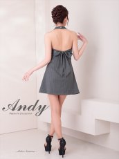 画像3: [Andy/an]ミニ・ホルターネック・グレー・ストライプ・リボン・Aライン・ノースリーブ・ミニドレス・ワンピース《送料＆代引き手数料無料》 (3)