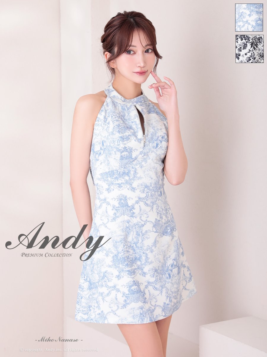 画像1: [Andy/an][Andy]ミニ・ホルターネック・花柄・プリント・リボン・ファスナー・Aライン・ノースリーブ・ミニドレス・ワンピース《送料＆代引き手数料無料》 (1)