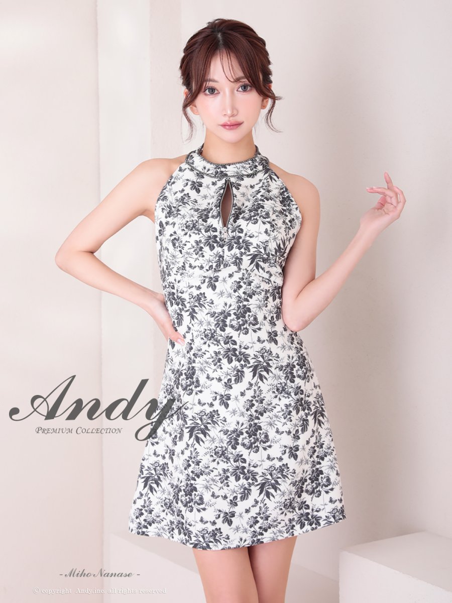 画像2: [Andy/an][Andy]ミニ・ホルターネック・花柄・プリント・リボン・ファスナー・Aライン・ノースリーブ・ミニドレス・ワンピース《送料＆代引き手数料無料》 (2)