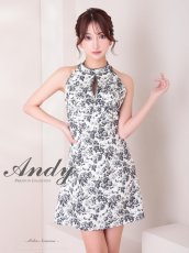 画像2: [Andy/an][Andy]ミニ・ホルターネック・花柄・プリント・リボン・ファスナー・Aライン・ノースリーブ・ミニドレス・ワンピース《送料＆代引き手数料無料》 (2)
