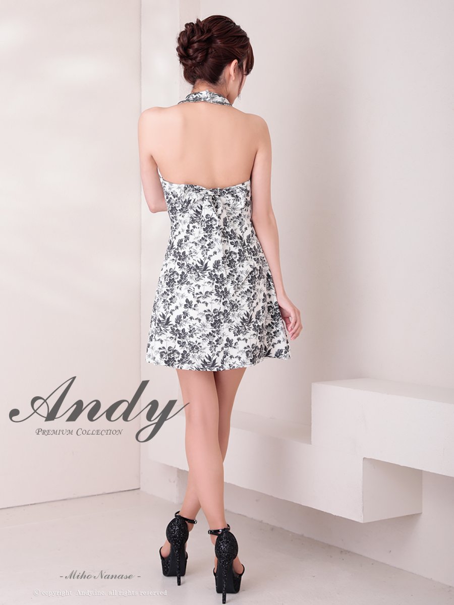 画像7: [Andy/an][Andy]ミニ・ホルターネック・花柄・プリント・リボン・ファスナー・Aライン・ノースリーブ・ミニドレス・ワンピース《送料＆代引き手数料無料》 (7)