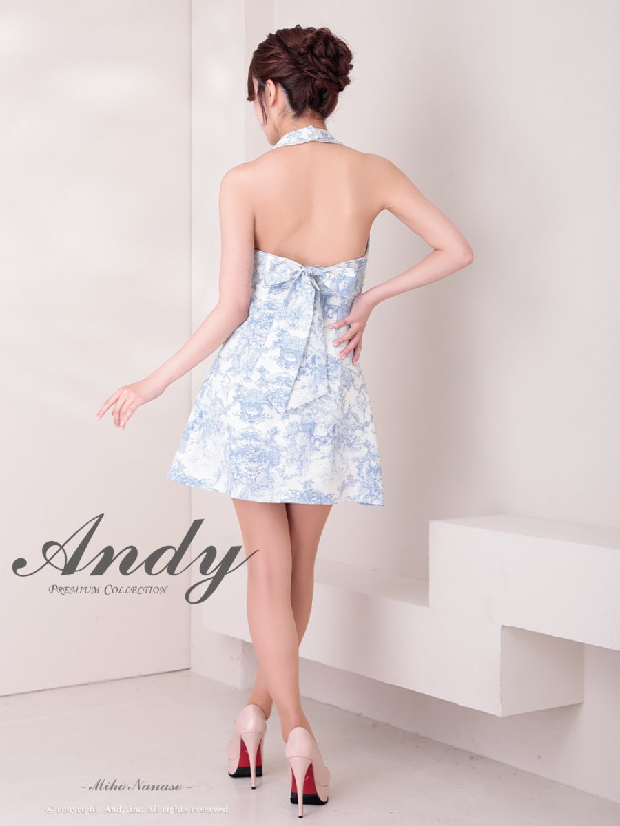 画像8: [Andy/an][Andy]ミニ・ホルターネック・花柄・プリント・リボン・ファスナー・Aライン・ノースリーブ・ミニドレス・ワンピース《送料＆代引き手数料無料》 (8)