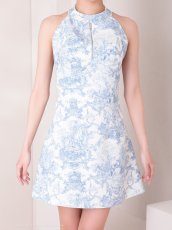 画像9: [Andy/an][Andy]ミニ・ホルターネック・花柄・プリント・リボン・ファスナー・Aライン・ノースリーブ・ミニドレス・ワンピース《送料＆代引き手数料無料》 (9)