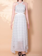 画像12: [Andy/an][Andy]ホルターネック・ドット柄・カットアウト・シフォン・フレア・ロングドレス・キャバドレス《送料＆代引き手数料無料》 (12)