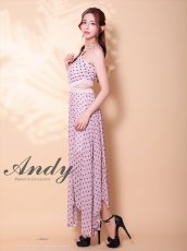 画像4: [Andy/an][Andy]ホルターネック・ドット柄・カットアウト・シフォン・フレア・ロングドレス・キャバドレス《送料＆代引き手数料無料》 (4)
