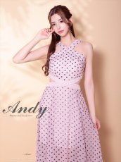画像8: [Andy/an][Andy]ホルターネック・ドット柄・カットアウト・シフォン・フレア・ロングドレス・キャバドレス《送料＆代引き手数料無料》 (8)