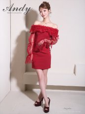 画像2: [Andy/an][Andy]ギャザーフリル・2way・袖付き・ロングスリーブ・オフショル・シアー・チュール・タイト・ミニドレス《送料＆代引き手数料無料》 (2)