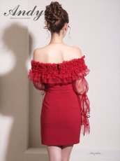 画像4: [Andy/an][Andy]ギャザーフリル・2way・袖付き・ロングスリーブ・オフショル・シアー・チュール・タイト・ミニドレス《送料＆代引き手数料無料》 (4)