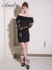 画像6: [Andy/an][Andy]ギャザーフリル・2way・袖付き・ロングスリーブ・オフショル・シアー・チュール・タイト・ミニドレス《送料＆代引き手数料無料》 (6)