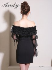 画像9: [Andy/an][Andy]ギャザーフリル・2way・袖付き・ロングスリーブ・オフショル・シアー・チュール・タイト・ミニドレス《送料＆代引き手数料無料》 (9)