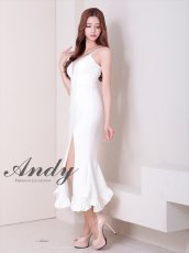 画像16: [Andy/an][Andy]シンプル・ワンカラー・バストシアー・キャミソール・裾フリル・スリット・マーメイド・ミディアムドレス《送料＆代引き手数料無料》 (16)