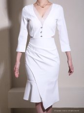 画像12: [Andy/an][Andy]七分袖・ウエストカット・ビジューボタン・ミディアムドレス・ワンピース《送料＆代引き手数料無料》 (12)