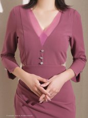 画像17: [Andy/an][Andy]七分袖・ウエストカット・ビジューボタン・ミディアムドレス・ワンピース《送料＆代引き手数料無料》 (17)