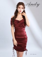 画像3: [Andy/an]オフショルダー・ミニ・サテン・ギャザー・リボン・タイト・ミニドレス・ワンピース《送料＆代引き手数料無料》 (3)