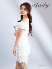 画像6: [Andy/an]オフショルダー・ミニ・サテン・ギャザー・リボン・タイト・ミニドレス・ワンピース《送料＆代引き手数料無料》 (6)