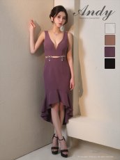 画像1: [Andy/an][Andy] Vネック タイト・マーメイド・メタルリング・ミディアムドレス・ワンピース《送料＆代引き手数料無料》 (1)