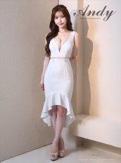 画像2: [Andy/an][Andy] Vネック タイト・マーメイド・メタルリング・ミディアムドレス・ワンピース《送料＆代引き手数料無料》 (2)