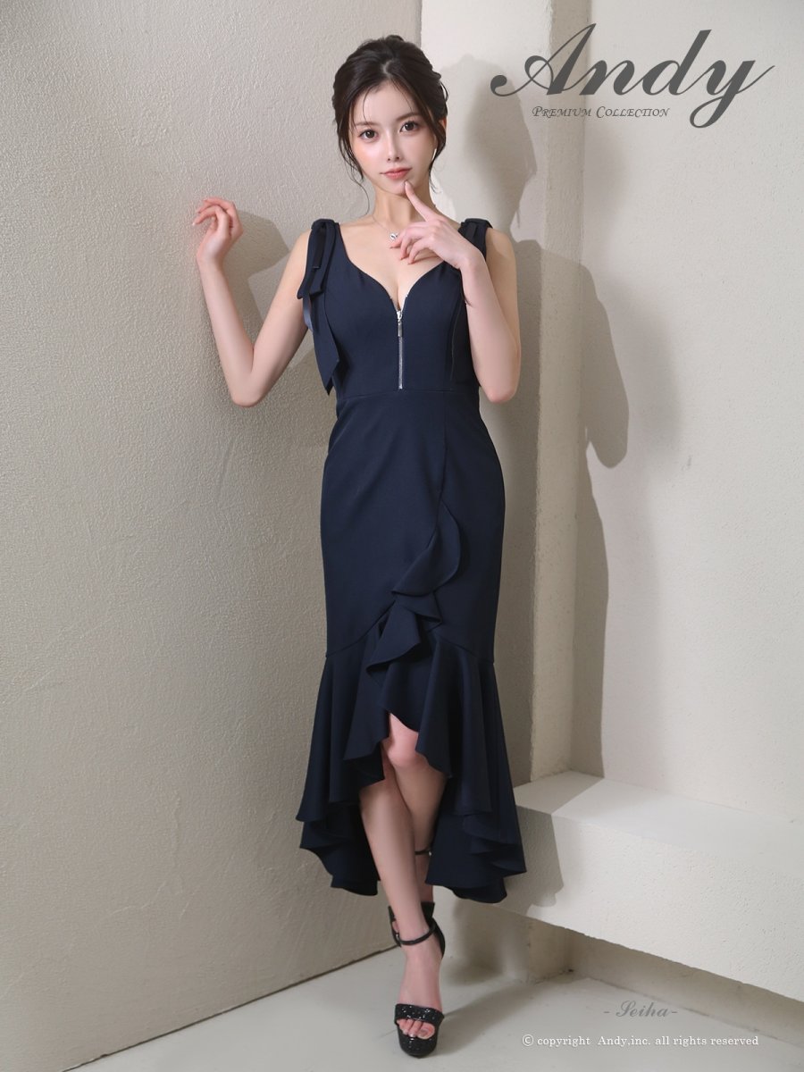 画像5: [Andy/an][Andy]リボン・フロントジップ・ノースリーブ・フリル・テールカット・ミディアムドレス・キャバドレス《送料＆代引き手数料無料》 (5)