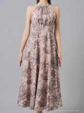 画像12: [Andy/an][Andy]ホルターネック・ニュアンス柄・胸元プリーツ・シフォン・Aライン・ノースリーブ・ロングドレス・ワンピース《送料＆代引き手数料無料》 (12)