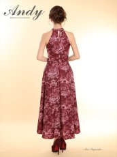 画像4: [Andy/an][Andy]ホルターネック・ニュアンス柄・胸元プリーツ・シフォン・Aライン・ノースリーブ・ロングドレス・ワンピース《送料＆代引き手数料無料》 (4)