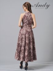 画像5: [Andy/an][Andy]ホルターネック・ニュアンス柄・胸元プリーツ・シフォン・Aライン・ノースリーブ・ロングドレス・ワンピース《送料＆代引き手数料無料》 (5)