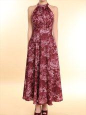 画像10: [Andy/an][Andy]ホルターネック・ニュアンス柄・胸元プリーツ・シフォン・Aライン・ノースリーブ・ロングドレス・ワンピース《送料＆代引き手数料無料》 (10)