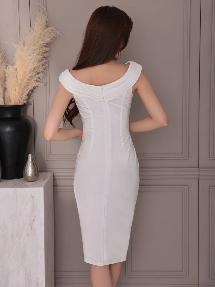 画像6: [Veautt]オフショルダー・2way・ウエストチャーム・タイト・ミディアムドレス《送料＆代引き手数料無料》 (6)