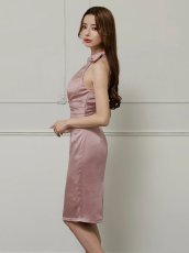 画像5: [Veautt]ホルターネック・ウエストマーク・ドレープ・ビジュー・タイトドレス《送料＆代引き手数料無料》 (5)