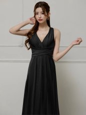 画像3: [Veautt]Vカット・ウエストクロス・バックオープン・リボン・フレアロングドレス《送料＆代引き手数料無料》 (3)