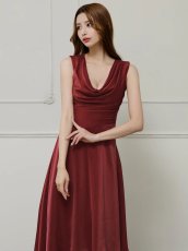 画像4: [Veautt]バストドレープ・アシンメトリーデザイン・フレアロングドレス《送料＆代引き手数料無料》 (4)