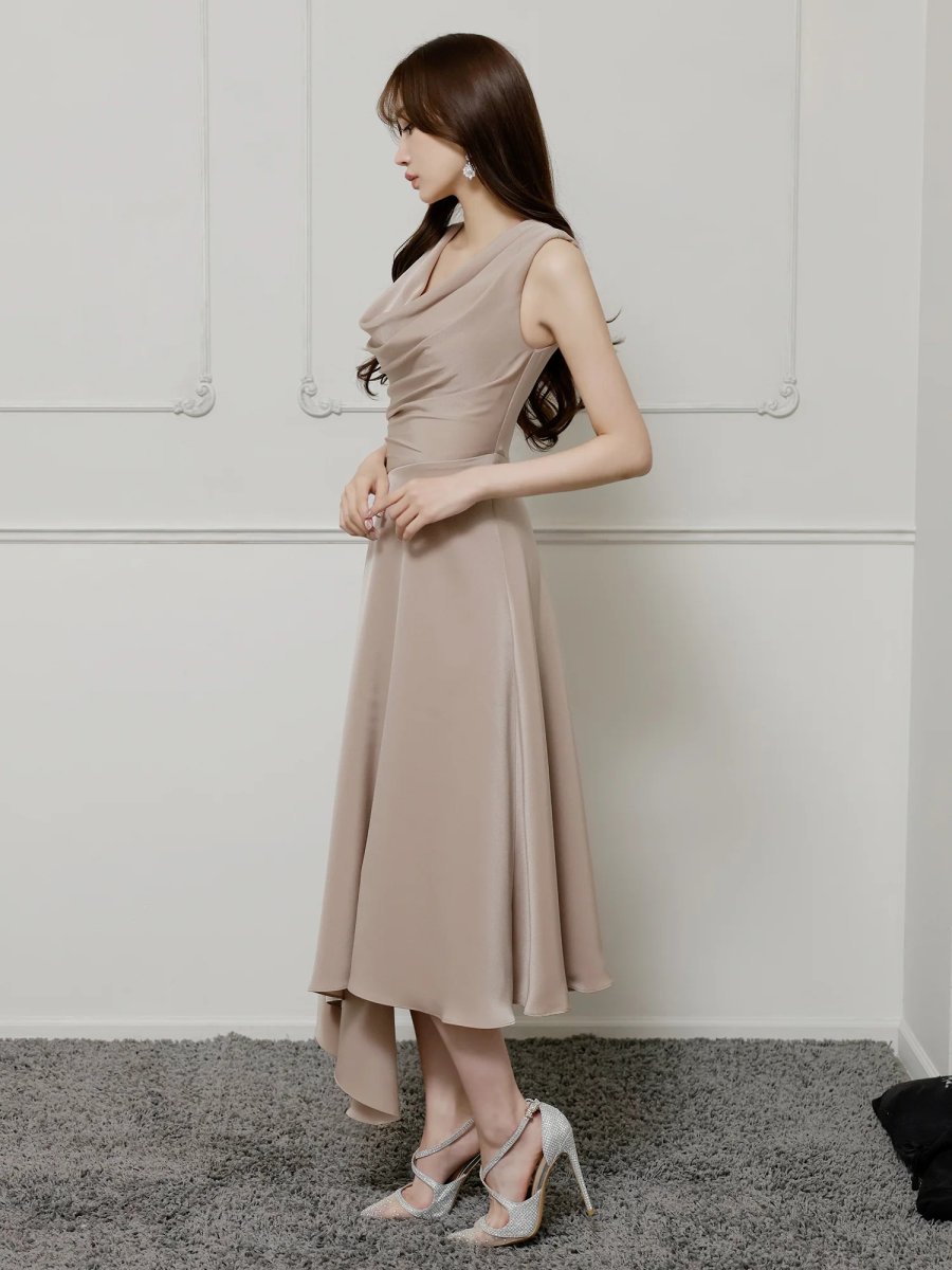 画像5: [Veautt]バストドレープ・アシンメトリーデザイン・フレアロングドレス《送料＆代引き手数料無料》 (5)