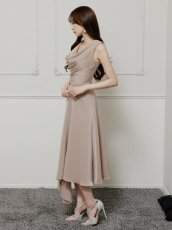 画像5: [Veautt]バストドレープ・アシンメトリーデザイン・フレアロングドレス《送料＆代引き手数料無料》 (5)