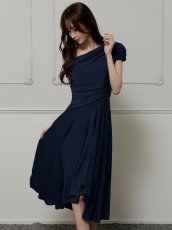 画像3: [Veautt]ワンショルダー・アシンメトリー・フレア・ミディアムドレス《送料＆代引き手数料無料》 (3)