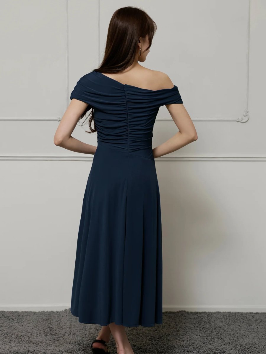 画像5: [Veautt]ワンショルダー・アシンメトリー・フレア・ミディアムドレス《送料＆代引き手数料無料》 (5)