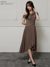 画像7: [Veautt]ワンショルダー・アシンメトリー・フレア・ミディアムドレス《送料＆代引き手数料無料》 (7)