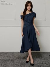 画像8: [Veautt]ワンショルダー・アシンメトリー・フレア・ミディアムドレス《送料＆代引き手数料無料》 (8)