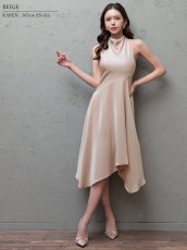画像5: [ XS-Mサイズ / 4カラー ][Veautt]ネックデザイン・アシンメトリー・フレア・ミディアムドレス《送料＆代引き手数料無料》 (5)