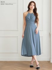 画像5: [ XS-Mサイズ / 4カラー ][Veautt]ホルターネック・バックオープン・チェーン・ウエストマーク・ミディアムワンピース・フレア《送料＆代引き手数料無料》 (5)