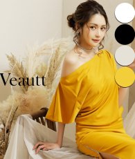 画像1: [Veautt]オフショルダー・ワンショルダー・セパレート・サイドスリット・タイト・ミディアムドレス・ワンピース《送料＆代引き手数料無料》 (1)